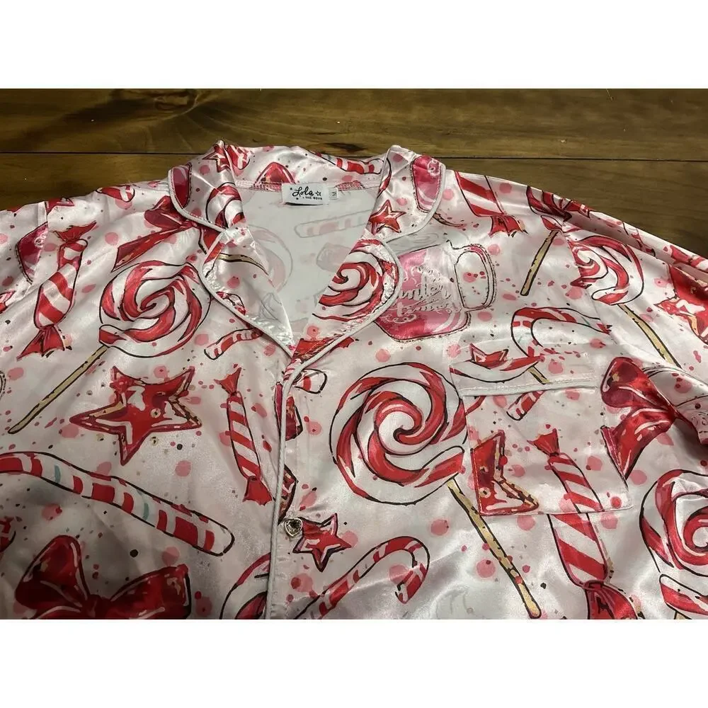 Lola And The Boys Girls Pajama Lounge Sweet Winter Top Size Medium NWT